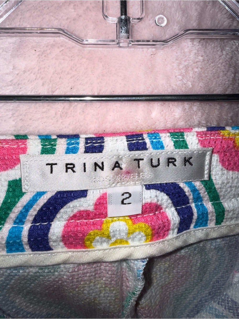 Trina Turk Lulu pants featuring a vibrant, multicolored floral and wavy pattern - Picture 10 of 10